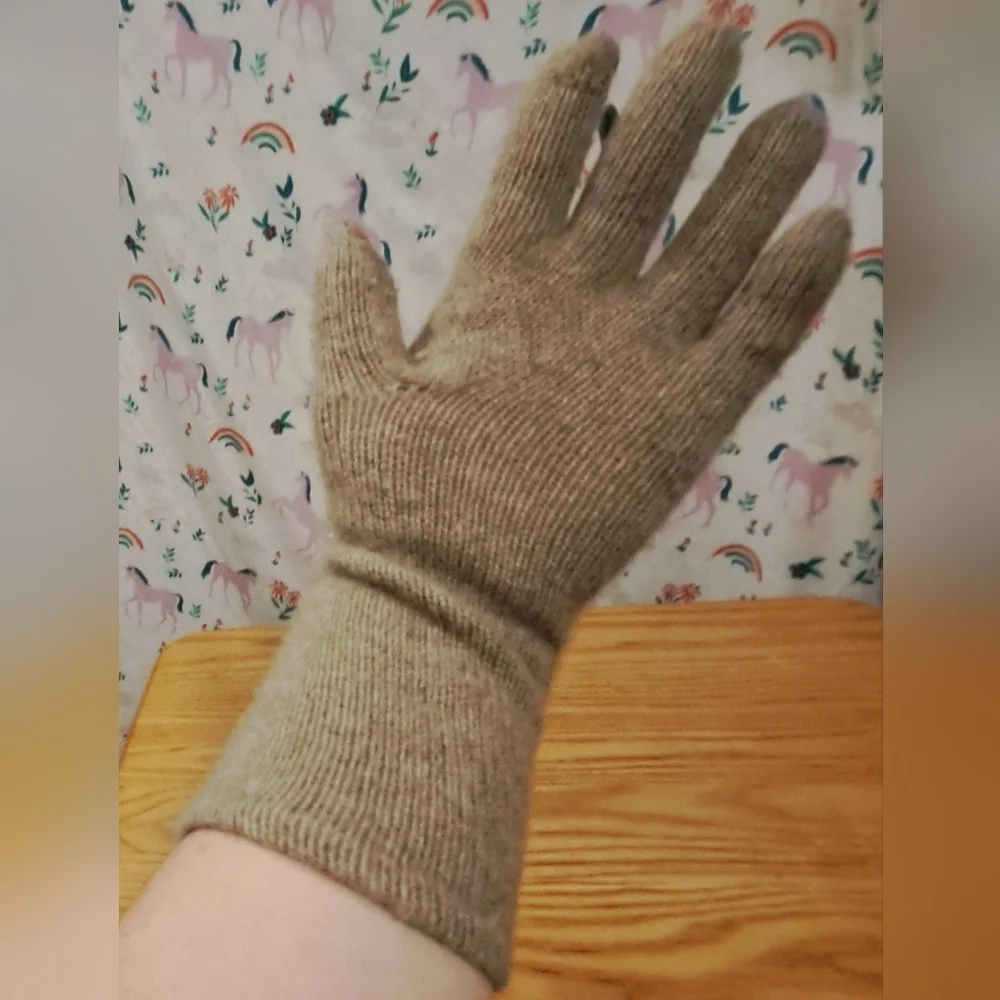 EUC Hannah Rose Beige Cashmere Casual Neutral Winter Snow Touch Screen Glove
